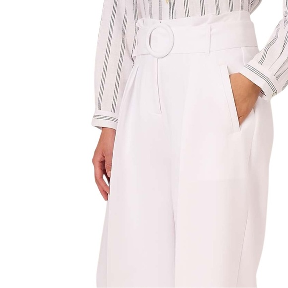 Adrianna Papell Woven Belted Wide Leg Trousers in white Women’s size 10 - Picture 4 of 7